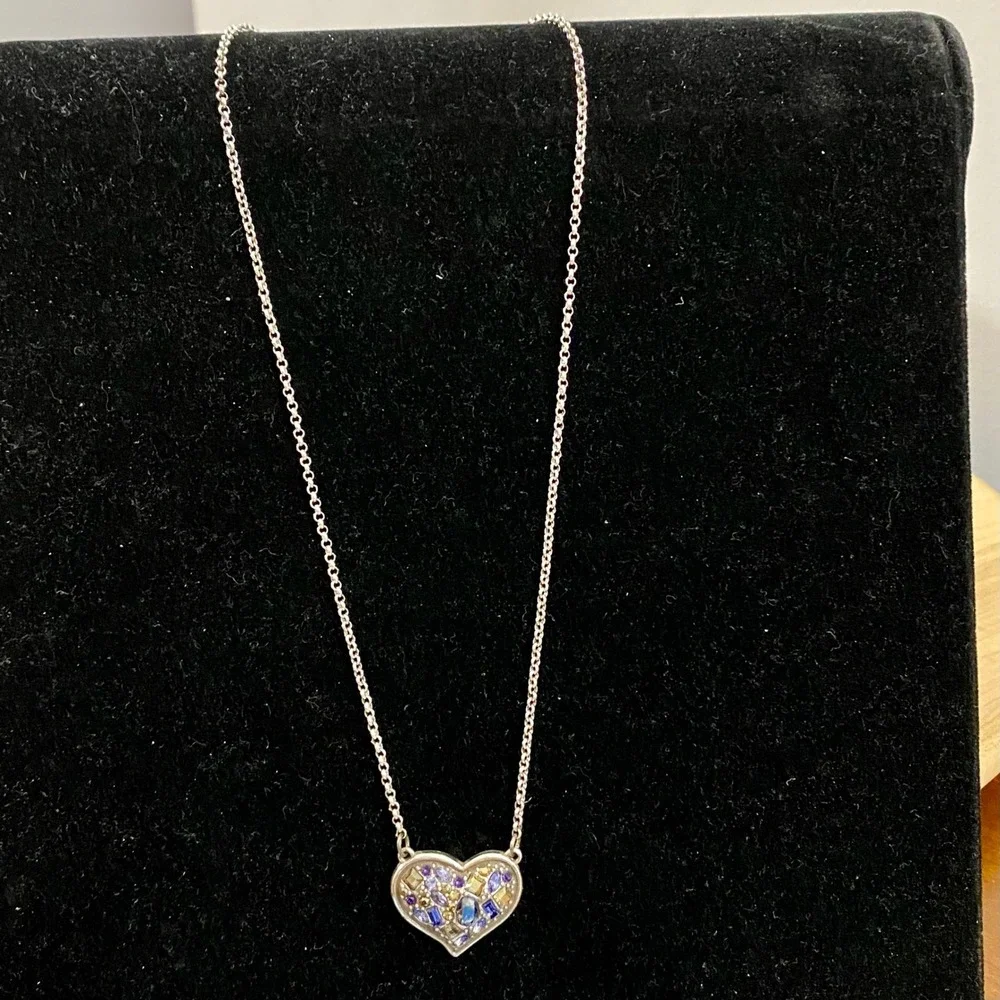 Brighton Be You The World Will Adjust Women Silver Purple Crystal Heart Necklace